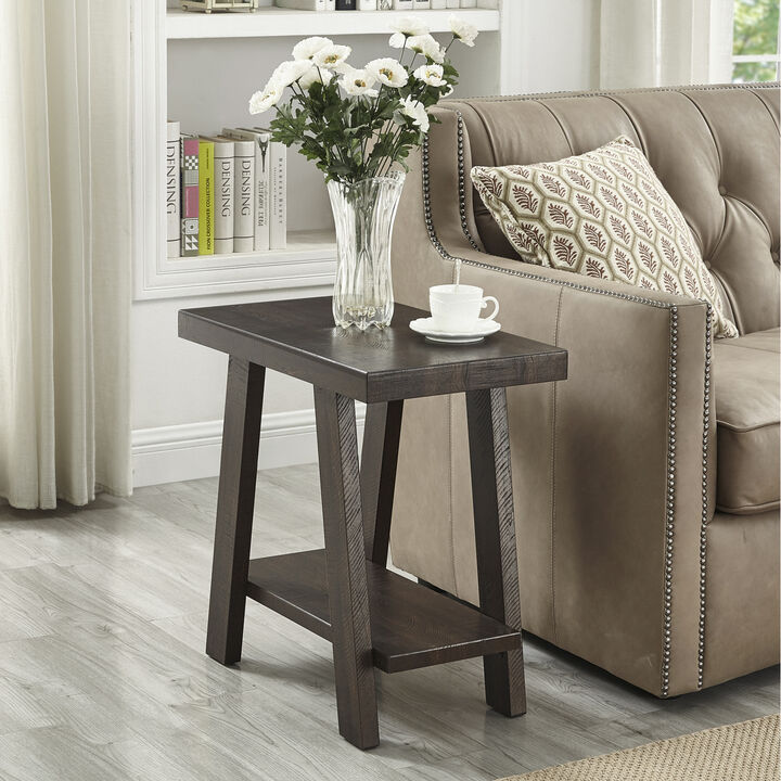 Streamdale Wood Shelf Side Table in Weathered Espresso