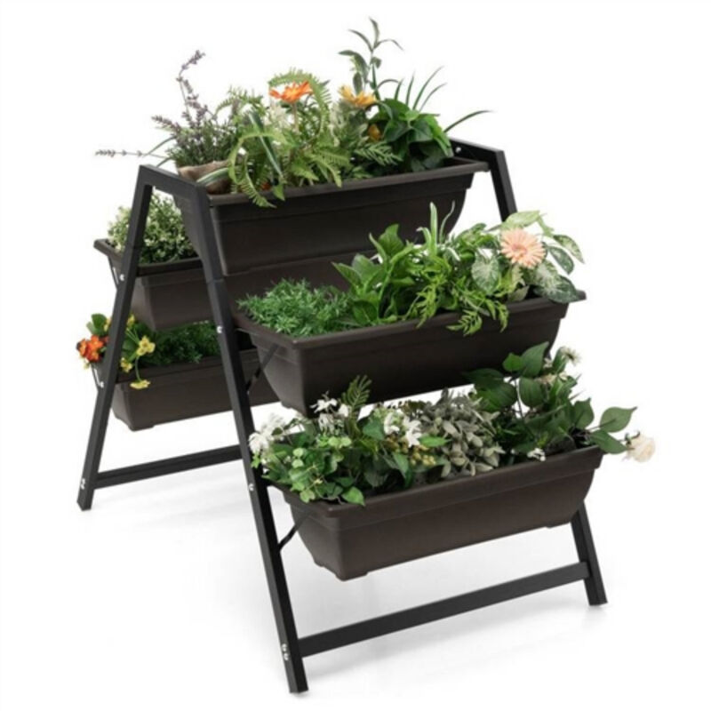 Space-Saving Vertical Garden Bed – 3-Tier Wooden Raised Planter for Herbs, Veggies & More