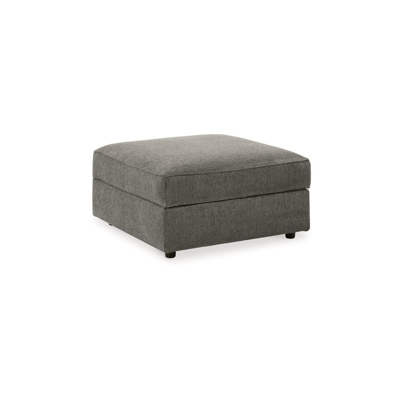 Fola Square Accent Ottoman, 37 Inch Gray, Cupholders with Storage