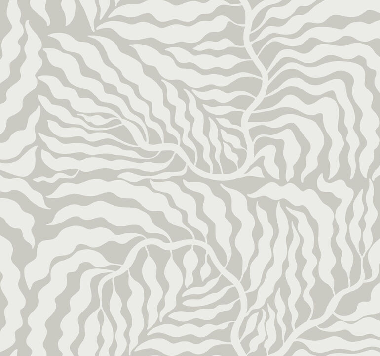 Fern Fronds Grey & White Wallpaper
