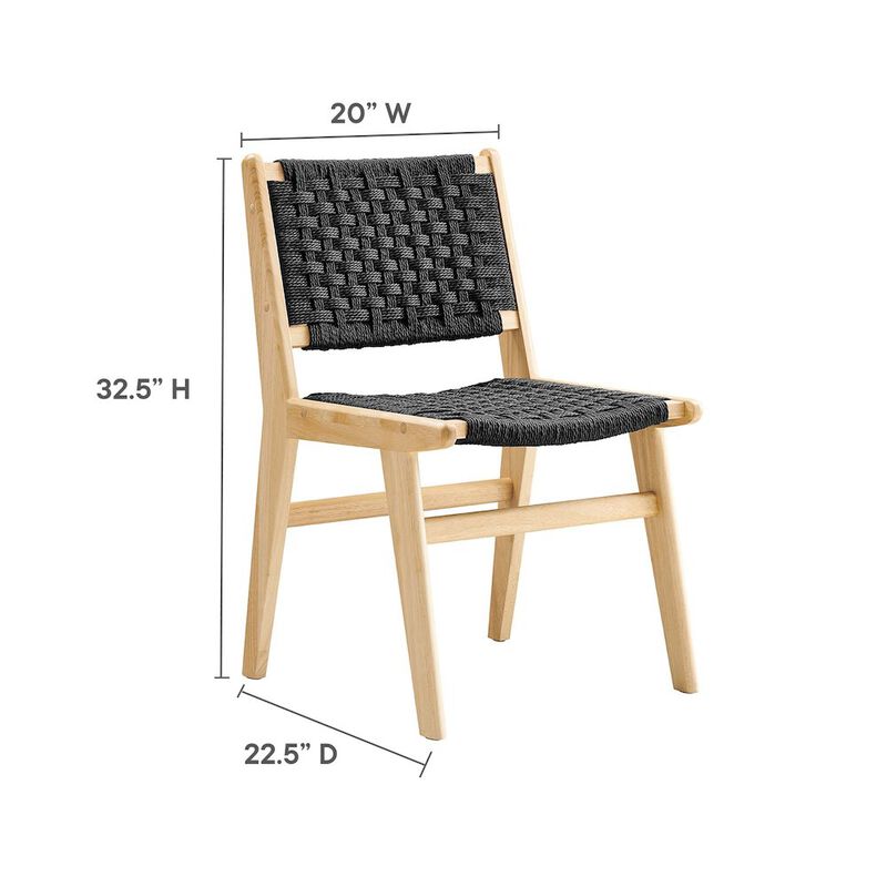 Saoirse Woven Rope Wood Dining Side Chair Set of 2 image number 2