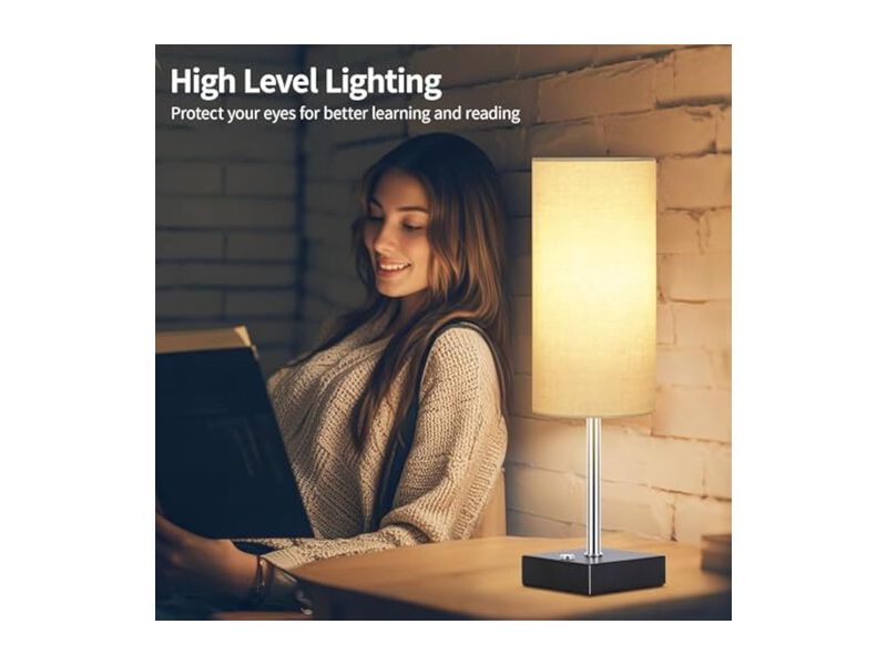 Rechargeable Cordless Dimmable Linen Bedside Lamp For Living Room Bedroom image number 2
