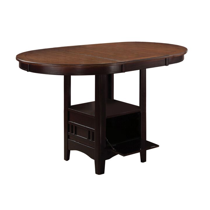 Dual Tone Counter Height Dining Table With Storage Base, Brown-Benzara
