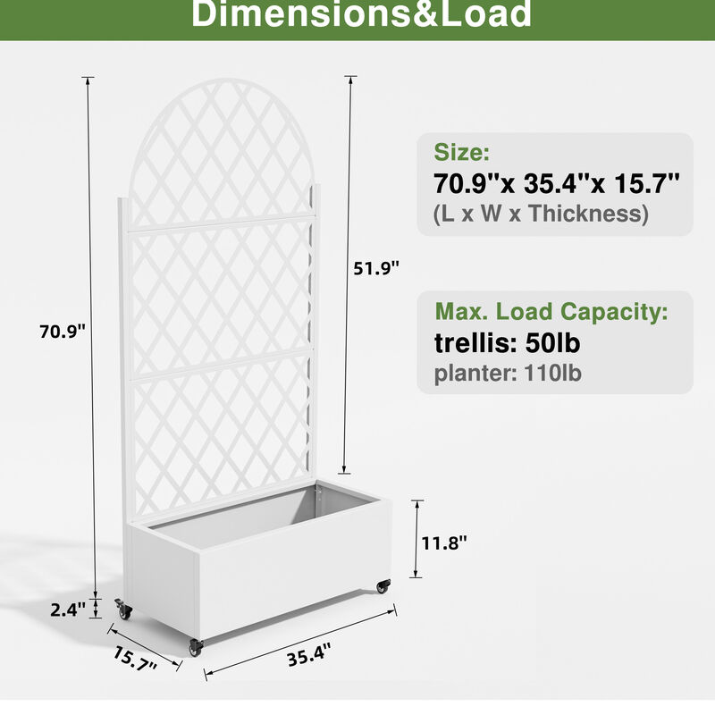 71*35.5 Archerd Metal Planter Box with Trellis image number 9