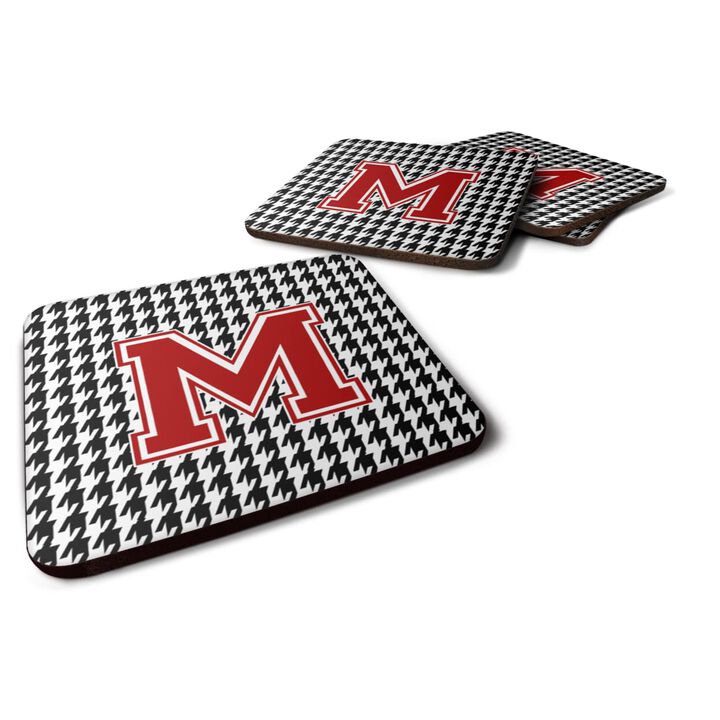 Caroline's Treasures CJ1021-MFC Monogram-Houndstooth Foam Coasters (Set of 4), Initial M, 3.5 H x 3.5 W, Multicolor