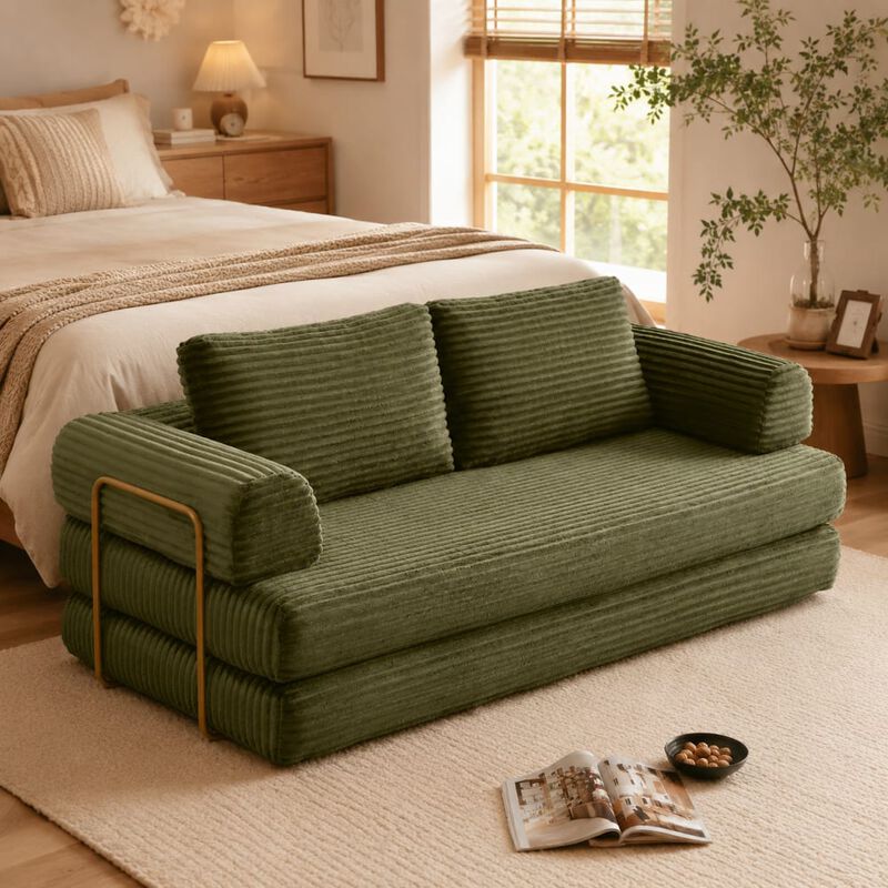 GOODSILO Convertible Multi-Functional Folding Floor Couch Futon Sleeper Sofa Bed with Included Pillows for Living Room, Bedroom, Lounging and Guest Accommodation image number 2
