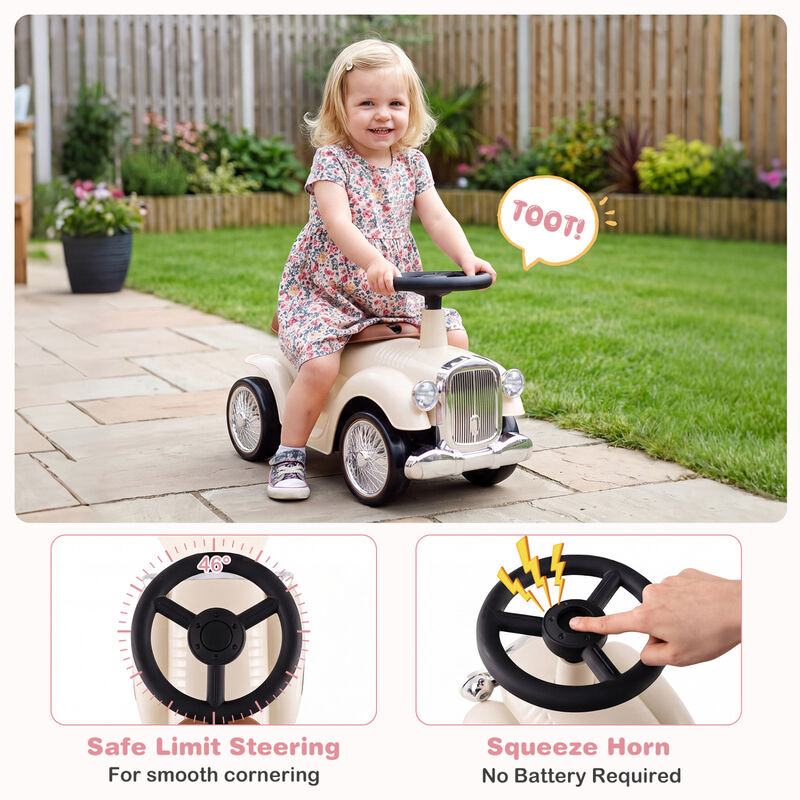 Kids Ride On Sit to Stand Car with Steering Wheel and Storage Compartment image number 4