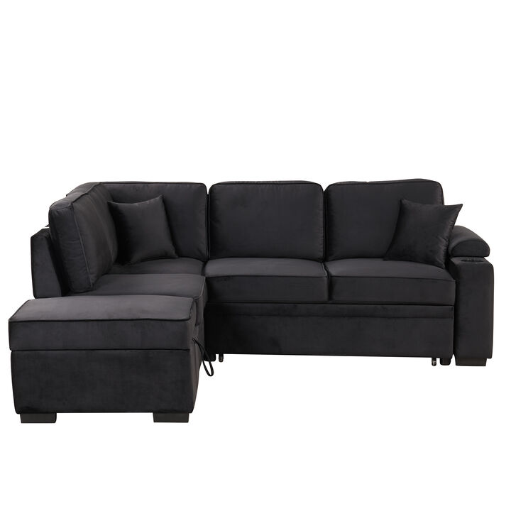 Merax 2 in 1 Pull Out Sofa Bed L Shape Couch