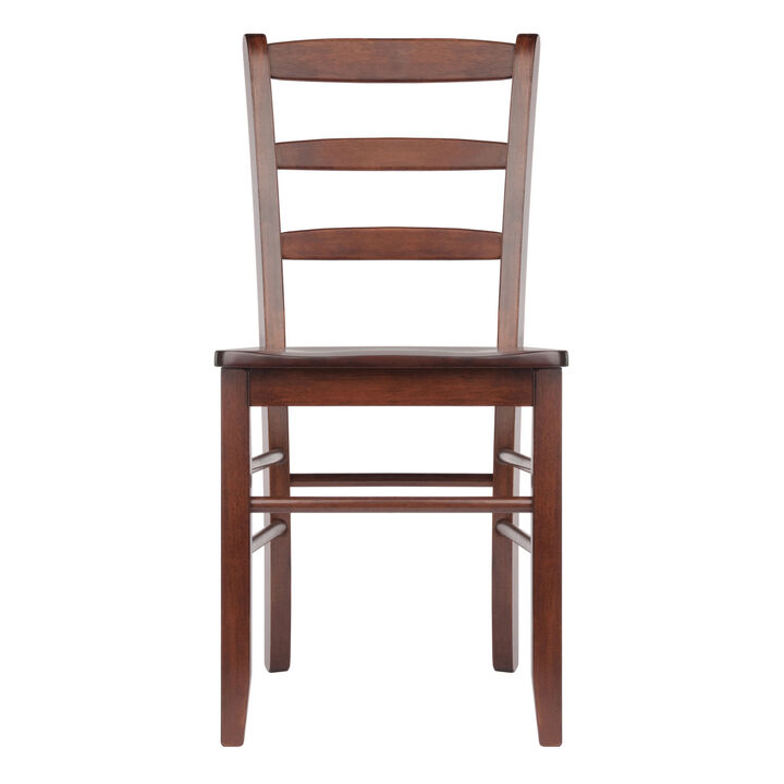 Winsome Set Of 2 Solid Wood Ladder Back Chair, RTA, Antique Walnut