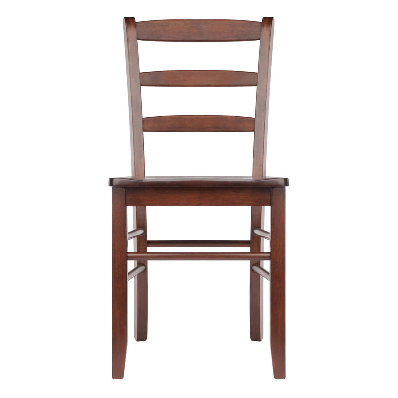 Winsome Set Of 2 Solid Wood Ladder Back Chair, RTA, Antique Walnut