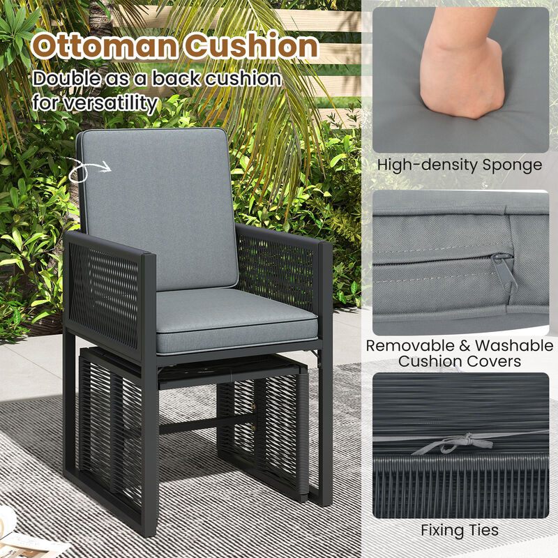5 Pieces Outdoor Conversation Set with Removable Cushions for Backyard Porch