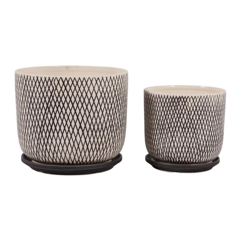 S/2 Mesh Look Saucer Planters image number 0