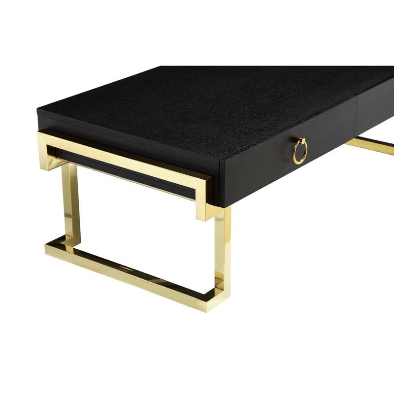90210 Furniture Julia Coffee Table In Black Ash Veneer And Gold