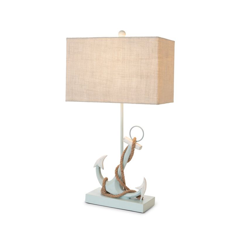 Lux Lighting Anchor 28 Distressed Blue Polyresin Coastal Table Lamp, (Set of 2)