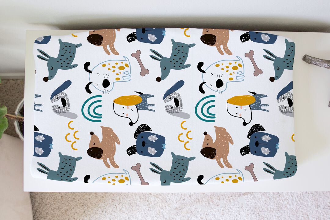 Baby Changing Pad Cover in Cute Dog Print
