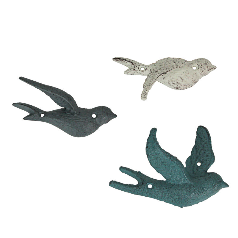 Set of 5 Coastal Coral Cast Iron Distressed Finish Flying Birds Wall Decor image number 5