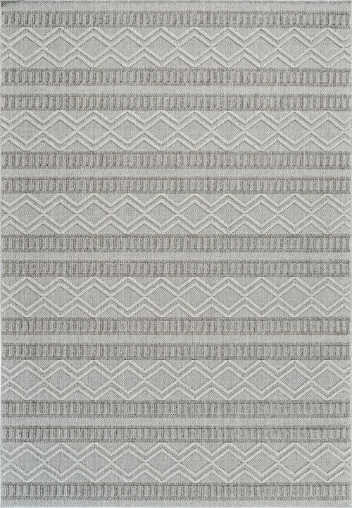 HomeRoots 5' X 8' Beige And Gray Striped Distressed Indoor Outdoor Area Rug
