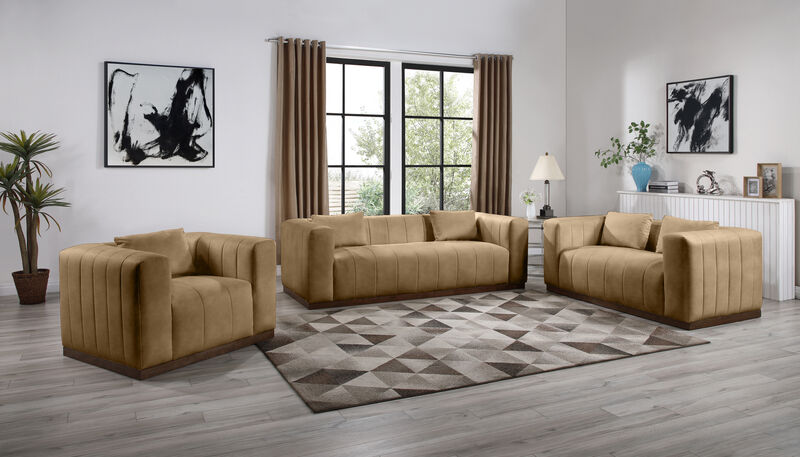 Meridian Furniture Mallina Tan Vegan Leather Loveseat