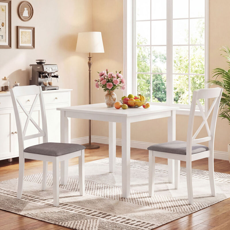 Set of 4 Dining Room Chairs with Rubber Wood Frame and Padded Seats image number 1