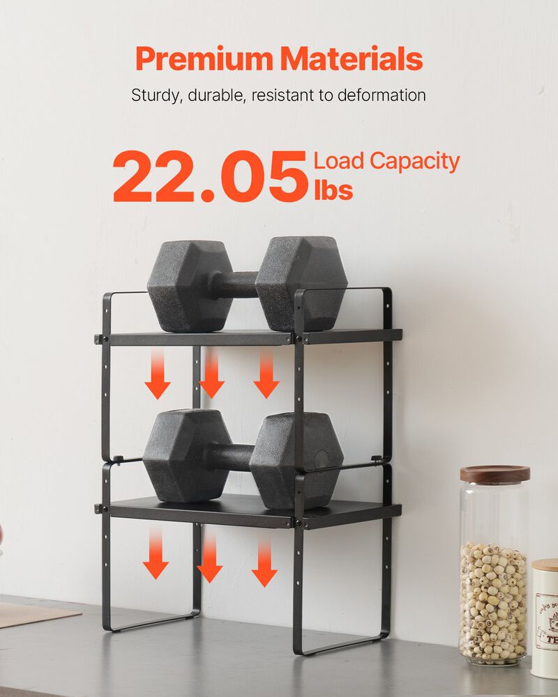 2-Tier Cabinet Organizer Shelf Steel Counter Spice Rack for Kitchen image number 4