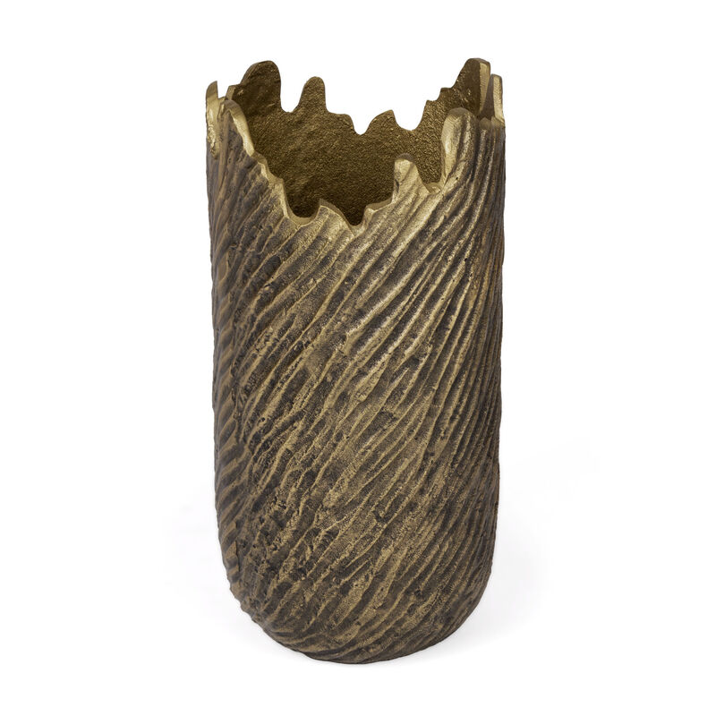 HomeRoots 17" Gold Abstract Aluminum Table Vase image number 0
