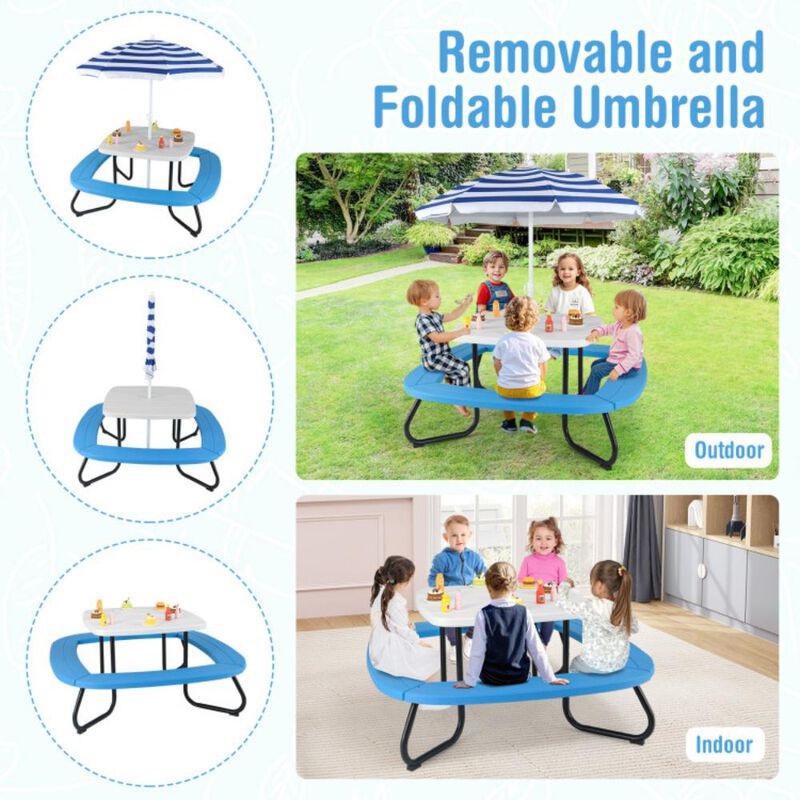 Hivvago Toddler Outdoor Activity Table with Adjustable and Collapsible Umbrella