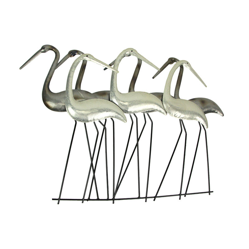 Metal Flock Of Coastal Birds Wall Art Sculpture Hanging Ocean Beach Home Decor image number 0