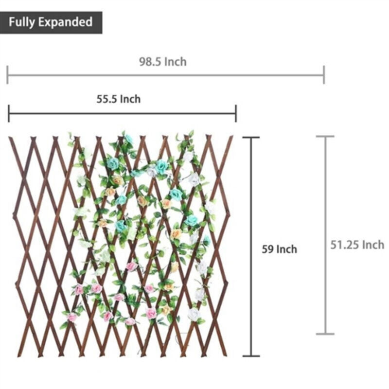 Adjustable 59" Tall Wood Lattice Trellis – Extendable Outdoor Garden Support