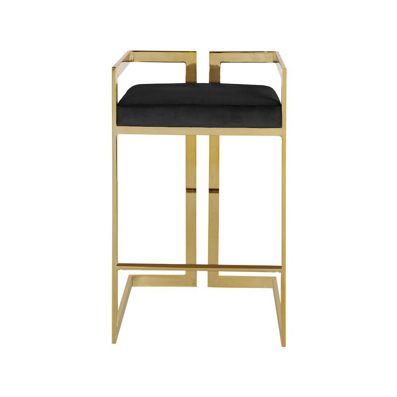 Meridian Furniture Ezra Black Velvet Stool, Set of 2