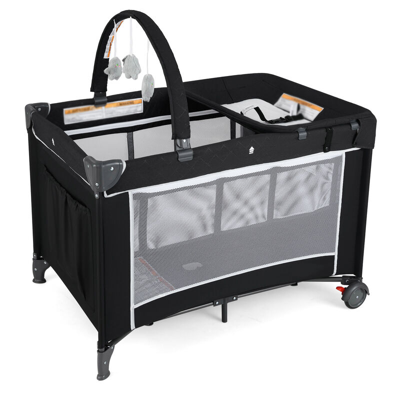 3-in-1 Portable Baby Crib and Playpen with Removable Changing Table and Storage