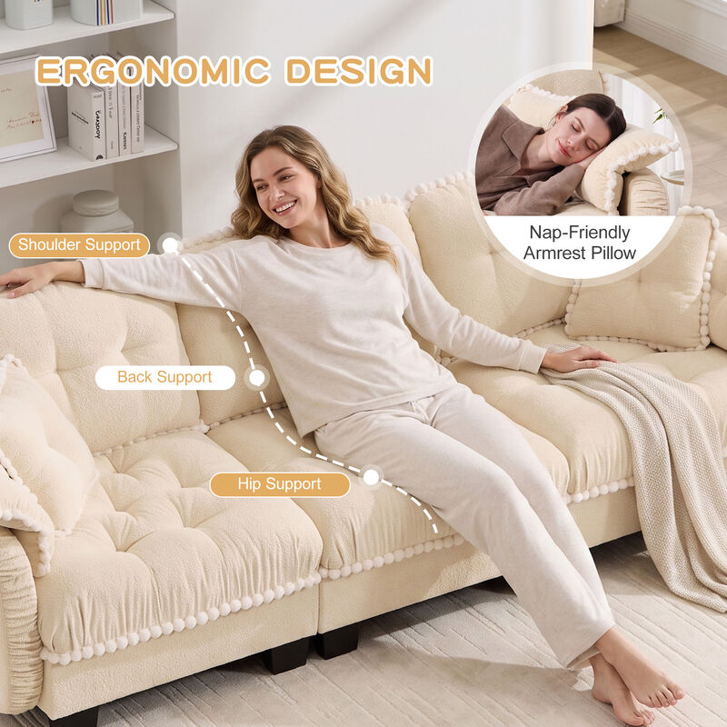 Ziworl Chenille Cloud L-Shaped Sectional image number 6