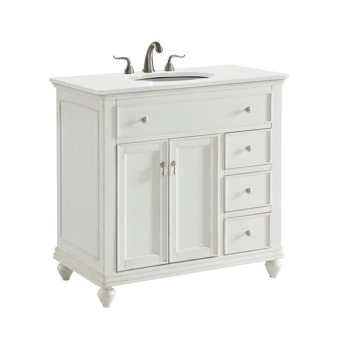 Elegant Kitchen and Bath 36 inch Single Bathroom vanity in Antique White