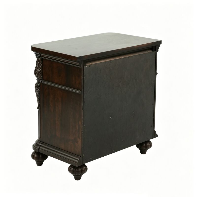 28" Assembled 3-Drawer Nightstand Solid Wood Frame Carved image number 7
