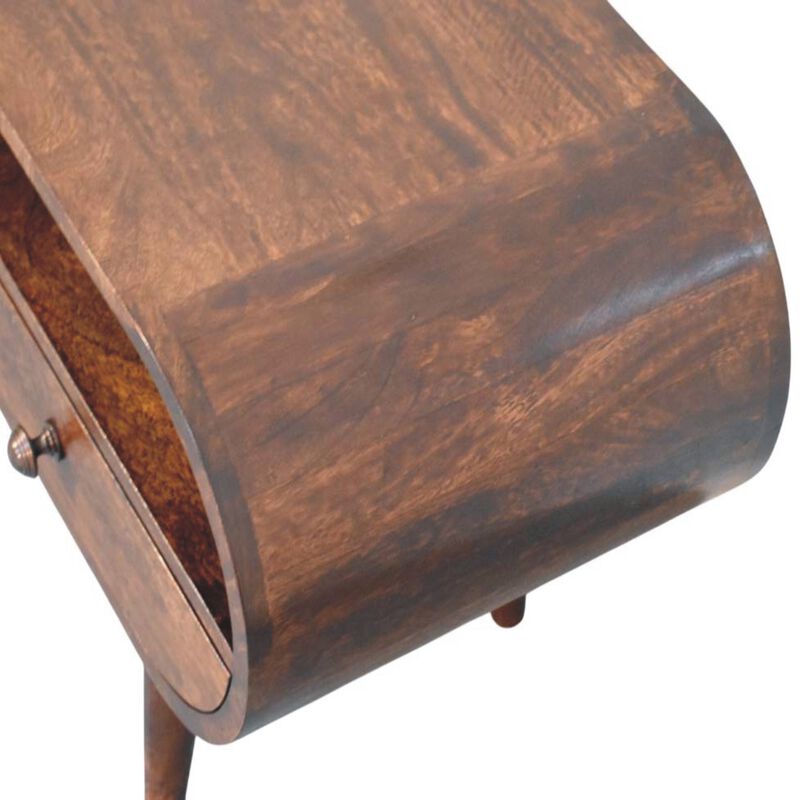 Artisan Furniture Solid Wood Walnut Curved Two Drawer and Shelf Media Unit, Brown image number 4