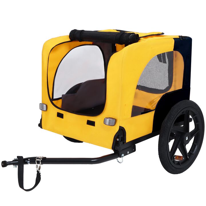 66LB Capacity Foldable Pet Bike Trailer with Quick-Release Wheel & Non-Slip Floor