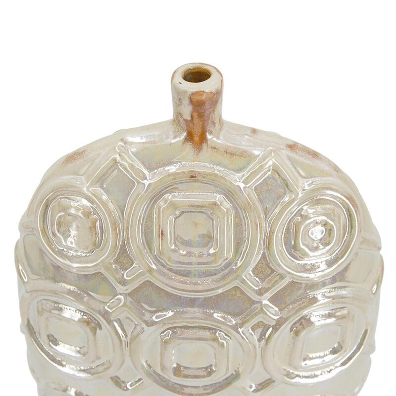 HomeRoots 16" Cream Geometric Ceramic Bud Table Vase image number 2