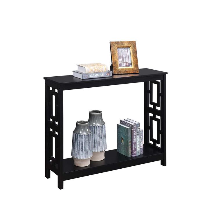 Convenience Concepts Town Square Console Table with Shelf, Black
