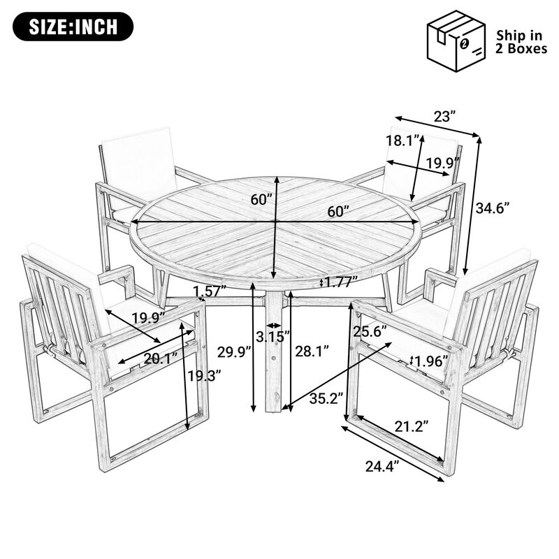 Merax 5-Piece Outdoor Patio Dining Set