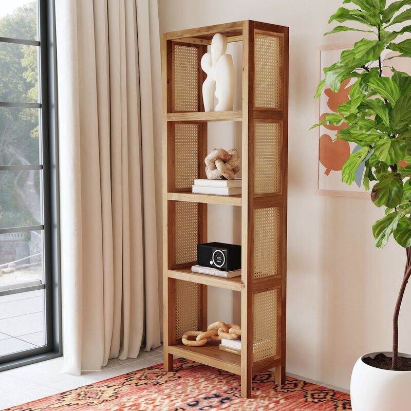 Butler Specialty Mesa Cane and Solid Wood 4- Tier Etagere Bookcase, Natural image number 5