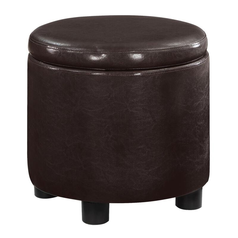 Convience Concept, Inc. Designs 4 Comfort Round Accent Storage Ottoman with Reversible Tray Lid