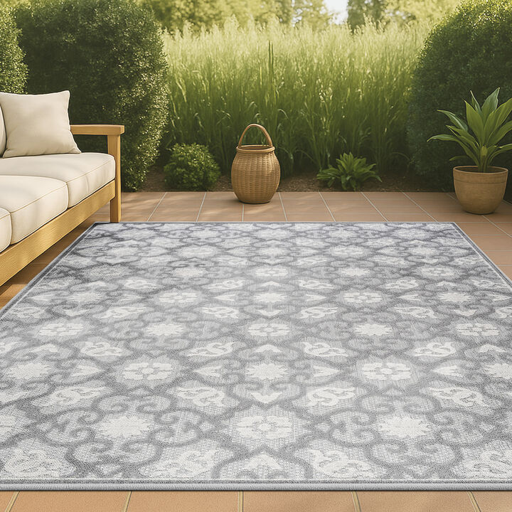 Gallia Tile Trellis High-Low Indoor/Outdoor Area Rug