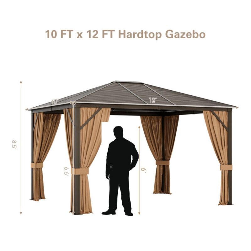 Outdoor Hardtop Gazebo with Galvanized Steel Top and Netting