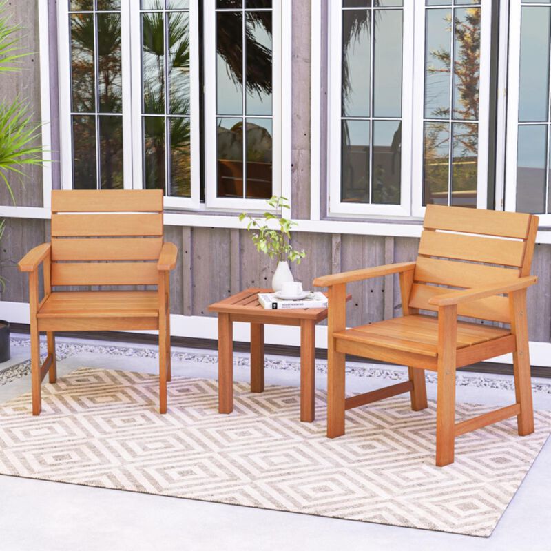 Hivvago 2 Piece Patio Hardwood Chair with Slatted Seat and Inclined Backrest