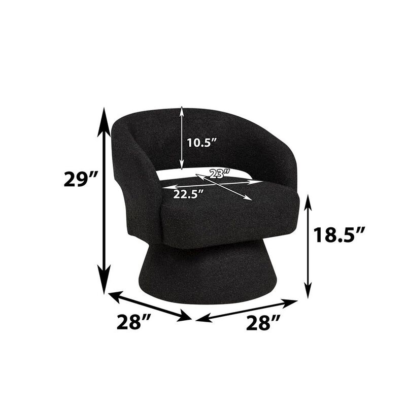 Best Quality Furniture Black Boucle Swivel Accent Barrel Chair