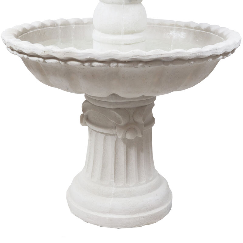 Sunnydaze Fruit Top Fiberglass Outdoor 3-Tier Water Fountain - White