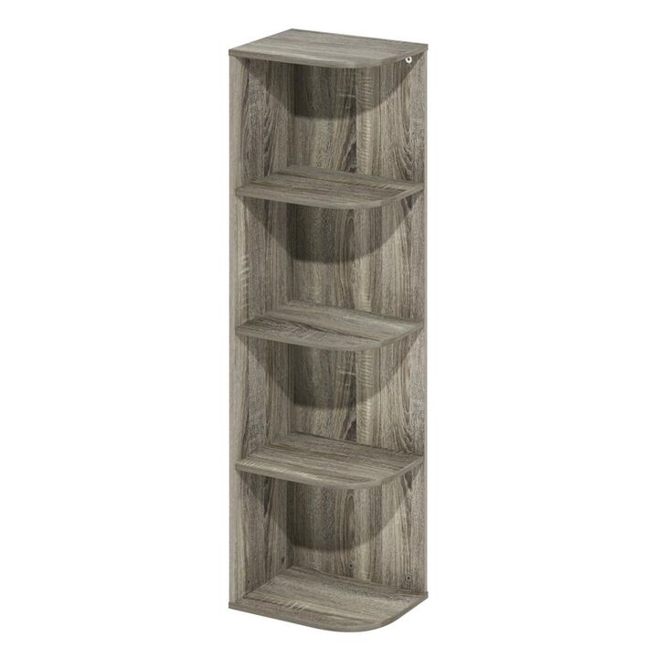 Furinno Pasir 4-Tier Corner Open Shelf Bookcase, French Oak