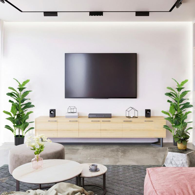 Hivvago 2-Pack Artificial Fiddle Leaf Fig Tree for Indoor and Outdoor