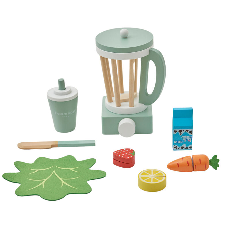 Teamson Kids 10-Piece Wooden Toy Toaster and Pretend Play Food Set, Green Set with Pretend Bread, Knife and Plate for Interactive Play, Little Chef Frankfurt image number 3