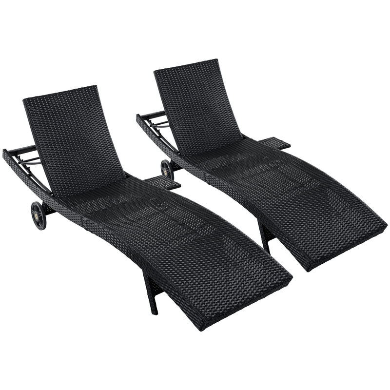 Whisen Patio Lounge Chairs with Rolling Wheels, Pull-out Side Table, Adjustable Backrest image number 0