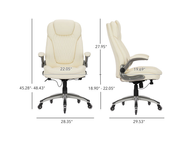 High Back Executive PU Leather Office Chair With Blade Wheels, Adjustable Height, Rocking Tension